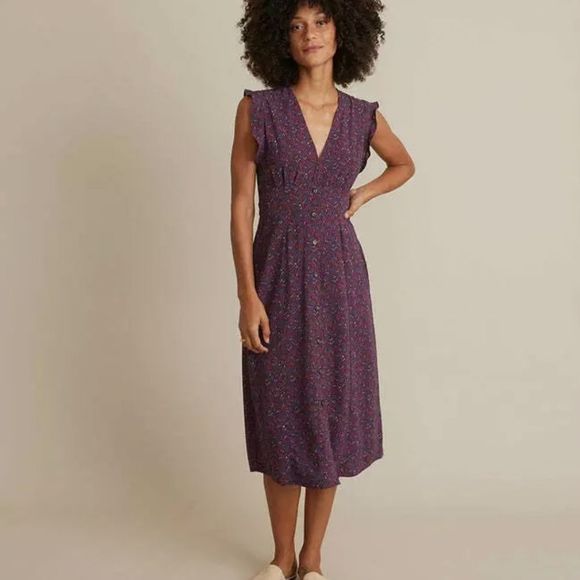 Marine Layer CAMILA Midi Ruffle Dress - Picture 1 of 8